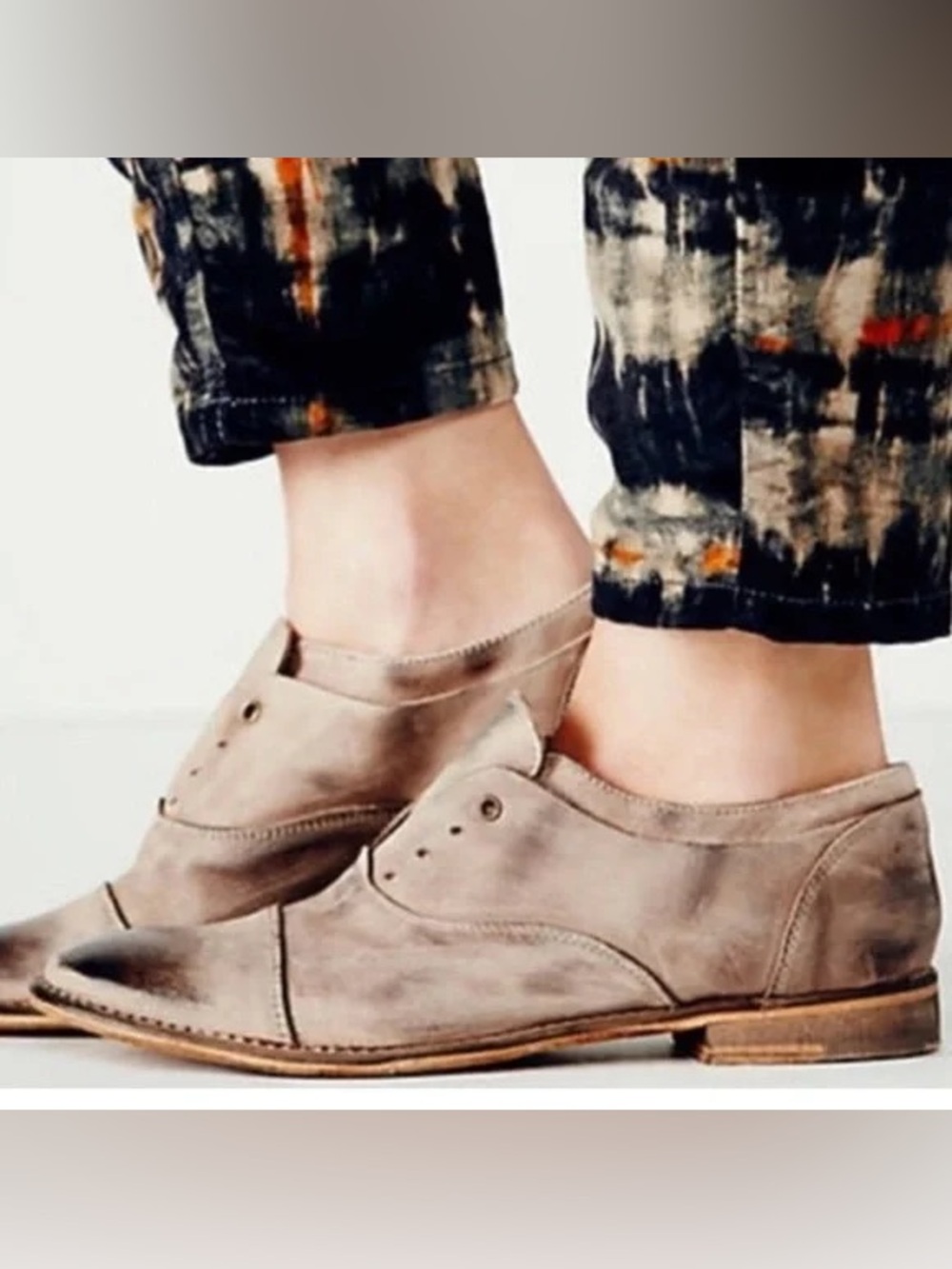Free People Rogue Taupe Darby Leather Oxfords